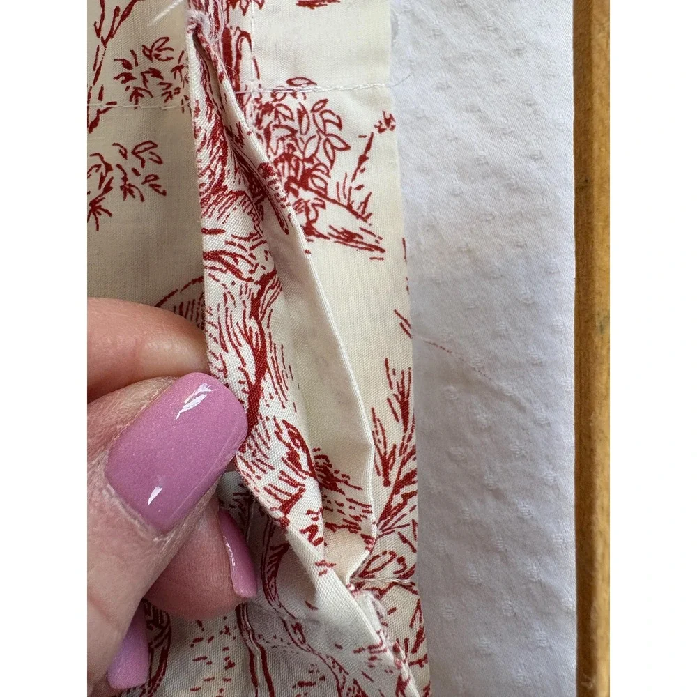 Vintage Red Toile Valance Set of 3‎ French Country Scenic Cotton Curtains